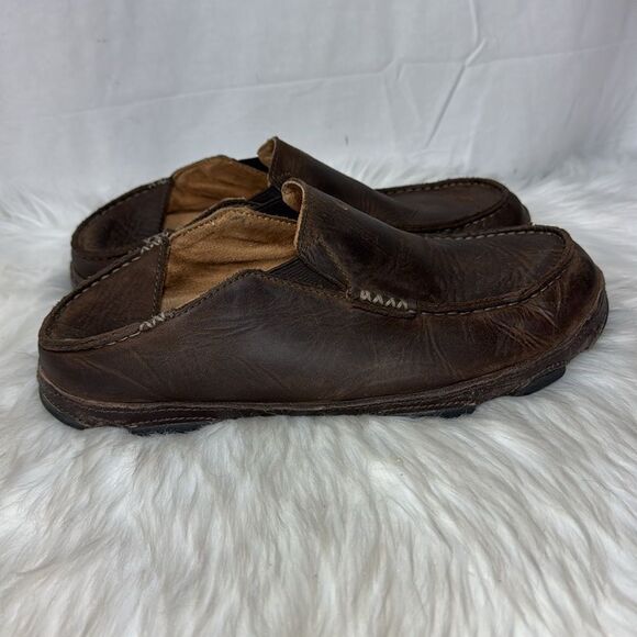 OluKai Moloa Shoe Slip On Java Nubuck Leather Sz 9.5 - Picture 4 of 7